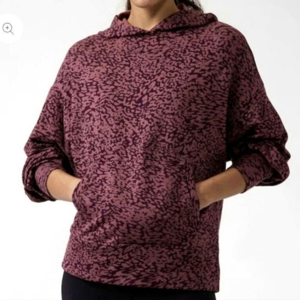 Athleta Balance Printed Hoodie Ocelot Spot Tawny Rose Women’s Size Medium